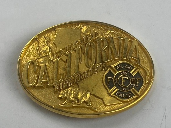 Federated California Fire Fighters Solid Brass Belt Buckle