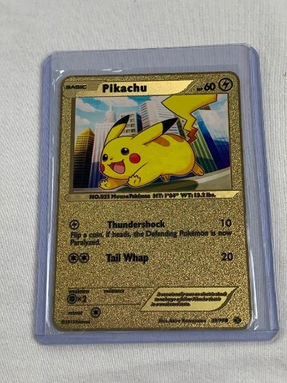 POKEMON PIKACHU Limited Edition Replica Gold Metal Card