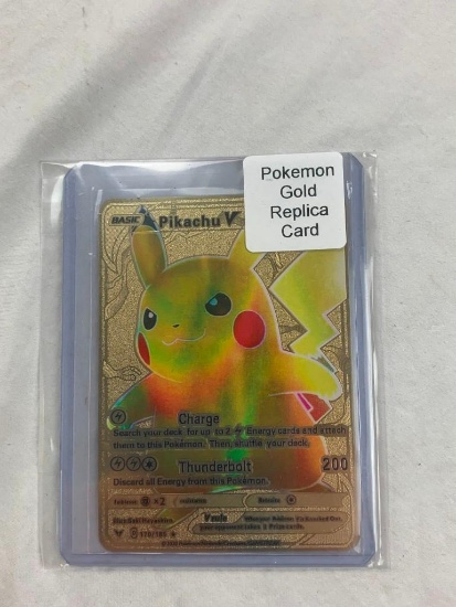POKEMON Pikachu Limited Edition Novelty Replica Gold Metal Card