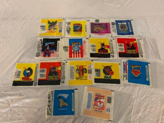 Lot of 15 Vintage Non Sports Card Wrappers, Batman, The Black Hole, Superman