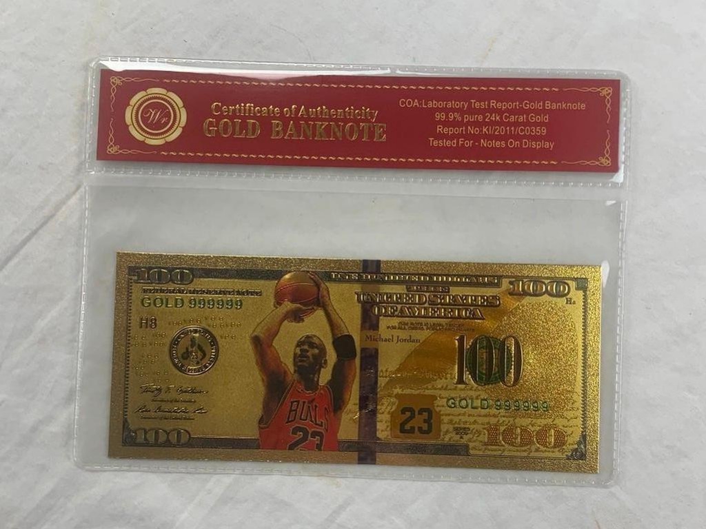 MICHAEL JORDAN 24K Gold Foil NOVELTY Banknote | Art, Antiques \u0026  Collectibles Collectibles | Online Auctions | Proxibid