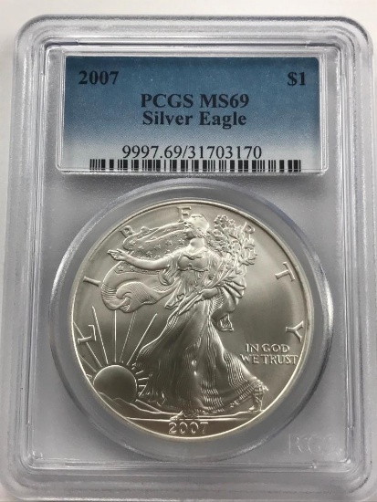 2007 American Eagle Silver Coin 1 oz 999 Fine Silver $1 Coin PCGS MS69