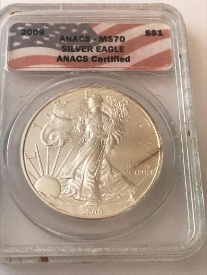 2009 American Eagle Silver Coin 1 oz 999 Fine Silver $1 Coin ANACS MS70
