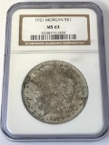 1921 Morgan Silver Dollar $1 Coin MGC MS63