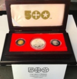 1492 - 1992 500th Anniversary of Christopher Columbus Gold, Silver and Platinum Proof Set 691/950