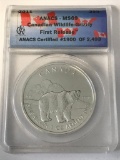 2011 Canadian Wildlife Grizzly Fine Silver 1oz Argent Pur ANACS Certified 1900/2493 Graded MS69