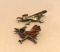 Lot of 2 Misc. Sterling Silver Road Runner Brooches with Various Semi-Precious Stone Detail 5.93