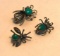 Lot of 3 Similar Sterling Silver Insect Brooches with Turquoise Stone Details 6.92 grams