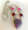 Sterling Silver Necklace with Colorful Center Gems 23.34 grams, Stamped 