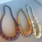 Lot of 3 Misc. Wooden and Shell Beaded Costume Necklaces