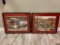 Lot of 2 Framed Prints of a town during winter and Summer