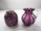 Lot of 2 purple glassware: pitcher 6