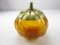 Amber crackle glass pumpkin cookie candy jar with gold-tone lid 9