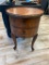 Vintage Wood End Table with round Top and 2 Drawers