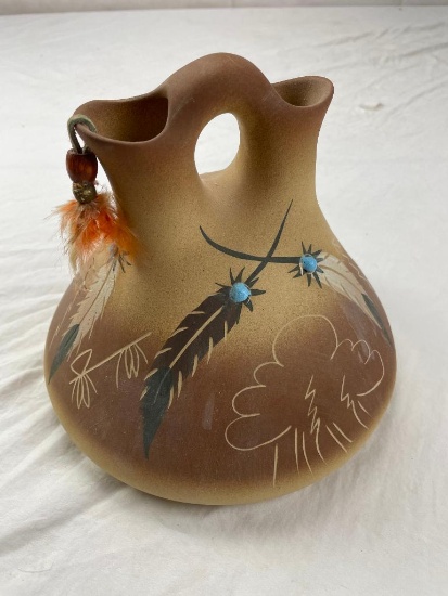 Genuine Betty Shelly Native American pottery wedding vase signed and numbered
