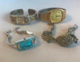 Lot of 4 Misc. Silver-Toned Watches (TIMEX, GENEVA, MINICCI, and UTOPIA)