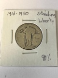 No Date 1916-1930 US Standing Liberty Quarter 25 Cent Coin 90% Silver