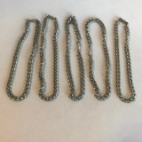 Lot of 5 Identical Silver-Toned Costume Chain Bracelets