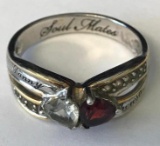 Sterling 925 Silver Soul Mates Ring Sz 9, 4.4g TW