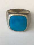 Sterling 925 Silver Blue Stone Ring Sz 6, 8.7g TW