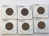 Lot 6 US Wheat Pennies 1 Cent Coins: (2) 1929-S, 1930-S, 1935-S, and 1936-S