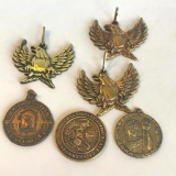 Lot of 6 Misc. Brass Toned Eagle and Coin Necklace Pendants/Embellishments