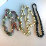 Lot of 3 Misc. Bohemian Glass and Semi-Precious Stone Costume Beaded Necklaces