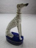 Art-deco style ceramic greyhound dog on blue base figurine 9