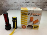Box of Sound Sense Orange Barrel Disposable Earplugs plus 2 Flashlights