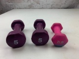 Lot of Hand Weights (2) 5 lbs and 1 3lbs