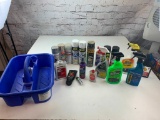 Lot of Spray Paints, Car Cleaning Supplies with a Tote Caddy