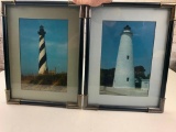 Lot of 2 Framed Pictures of Lighthouses