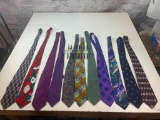 Lot of 11 Men's Name brand Ties with Tie Rack