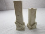 Pair of Renoir stone candle stick holders 6