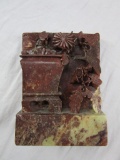Vintage carved marbled stone bookend made in China 4