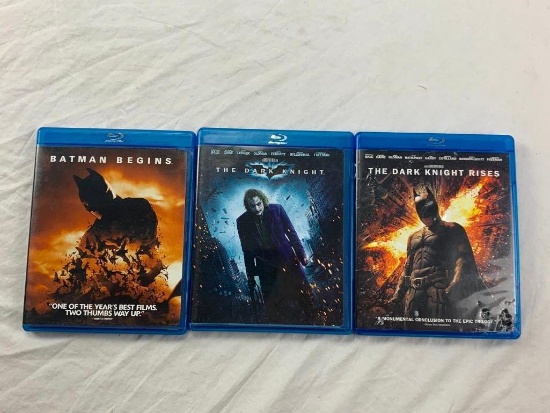 BATMAN Trilogy Lot of 3 BLU-RAY Movies- Batman Begins, The Dark Knight and The Dark Knight Rises