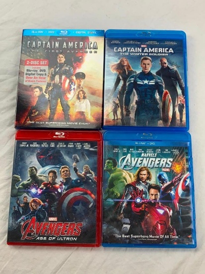 Lot of 4 Marvel BLU-RAY Movies- Captain America and Avengers