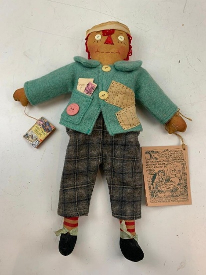 The Tattered Rabbit Farm Raggedy Andy Folk Art Rag Doll 21" with tags