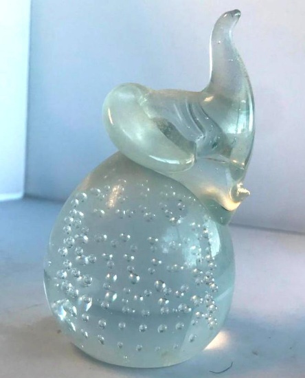 Clear Glass Figurine/Paperweight of an Elephant