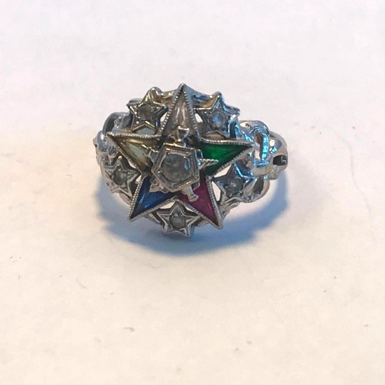 10K White Gold Ring with Semi-Precious Stone Detail Size 7 | 3.45 grams