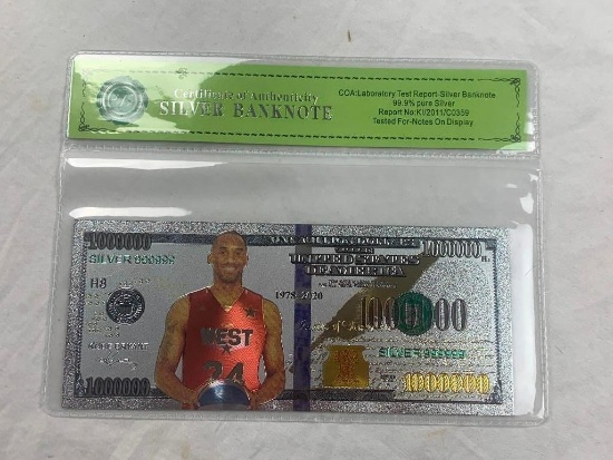 KOBE BRYANT Silver Foil NOVELTY Banknote