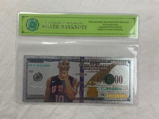 KOBE BRYANT Silver Foil NOVELTY Banknote