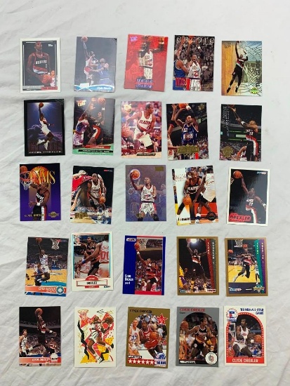 CLYDE DREXLER Hall Of Fame Lot of 25 Basketball Cards