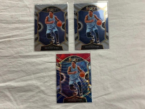 DESMOND BANE Grizzlies 2020-21 Select Basketball Lot of 3 ROOKIE Cards with 1 Wave PRIZM insert