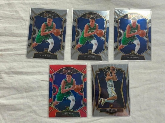 JOSH GREEN Mavericks 2020-21 Select Basketball Lot of 5 ROOKIE Cards with 1 Red PRIZM Insert