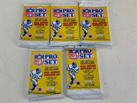 1990 Pro Set Series 2 Football Lot of 5 SEALED Wax Card Packs