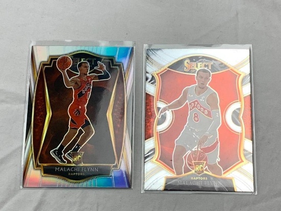 MALACHI FLYNN Raptors 2020-21 Select Basketball Lot of 2 ROOKIE Cards SILVER PRIZM Insert