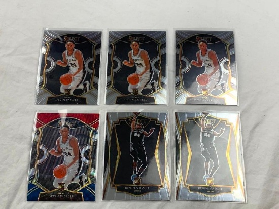 DEVIN VASSELL Spurs 2020-21 Select Basketball Lot of 5 ROOKIE Cards with Wave PRIZM Insert