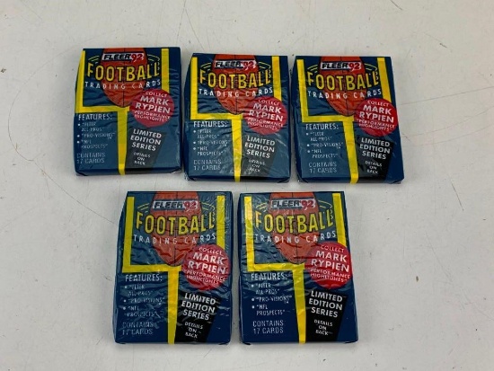 1992 Fleer Football Lot of 5 SEALED Wax Card Packs
