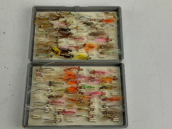 Lot of 70 fly fishing lures Flies with case
